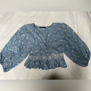 Zara 3/4 sleeve cropped blouse